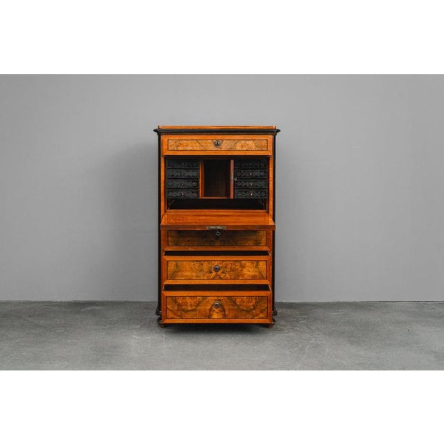 Historicist Civil Secretaire Desk in Walnut, 2nd Half of the 19th Century For Sale - Image 3 of 18
