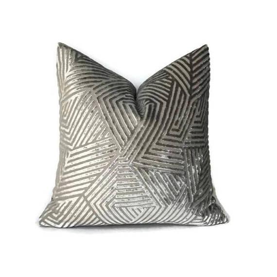 Grey Maze Velvet Pillow Cover Chairish