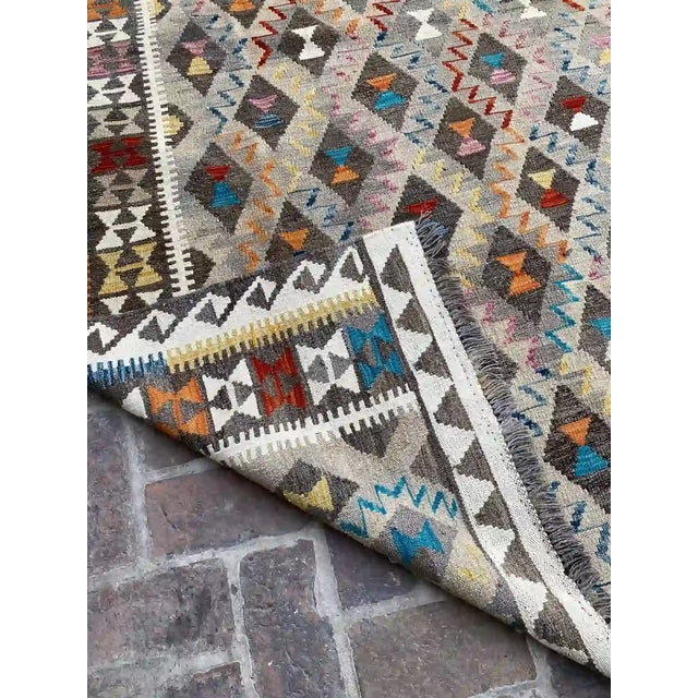 Handwoven Contemporary Kilim Rug - Geometric Tribal Pattern, 6.8' X 9.2' For Sale - Image 4 of 6