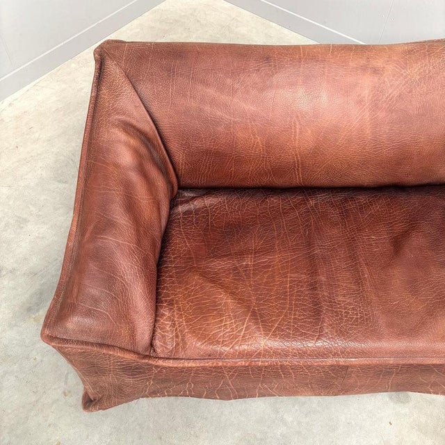 Brown Vintage Leather 2-Seater Sofa, 1970s For Sale - Image 8 of 18