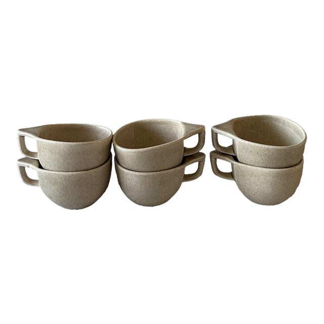Set of 6 Mid Century Dewar California Pottery Coffee Cups For Sale
