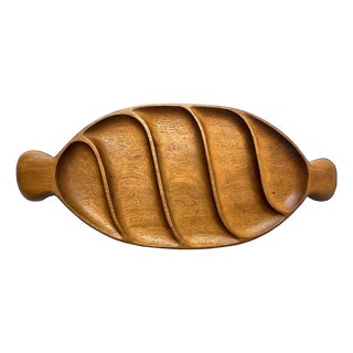 1960s Taverneau Wood Partitioned Tray/Platter Designed by Arthur Umanoff for Pantalcraft For Sale