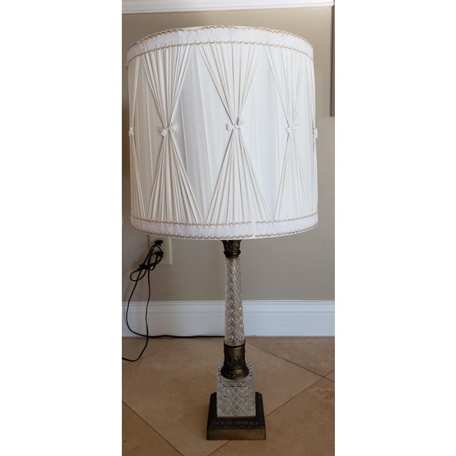 Hollywood Regency Mid 20th Century Westwood Hollywood Regency Glass and Brass Column Lamps For Sale - Image 3 of 17