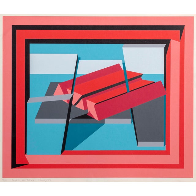 Michael Challenger Michael Challenger, "Slowly Inclined", Op Art Screenprint For Sale - Image 4 of 4