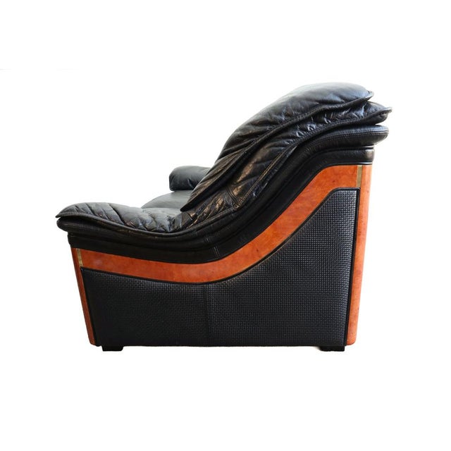 1990s Vintage Two-Seater Sofa in Black Leather by Paolo Gucci for Formitalia, Italy, 1991 For Sale - Image 5 of 18