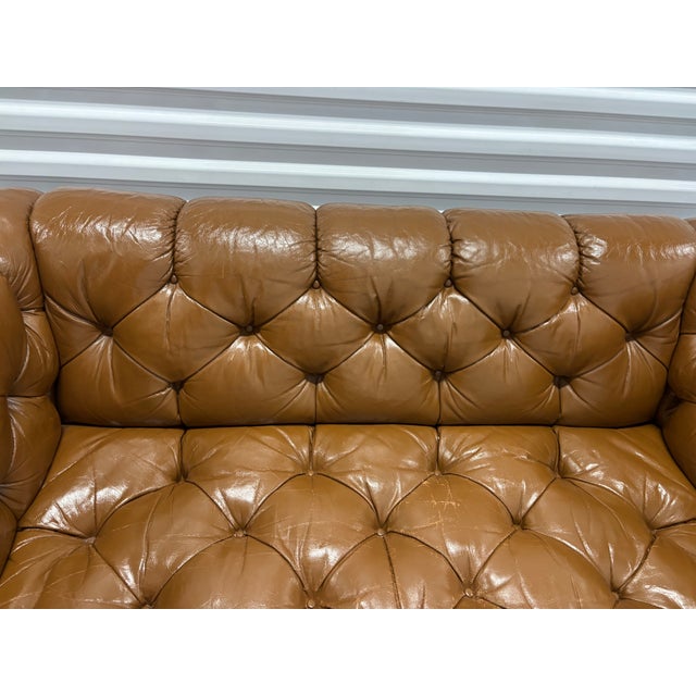 Rare Iconic Vintage Cocheo Brothers Chesterfield Tufted Leather Loveseat Sofa For Sale In Chicago - Image 6 of 12