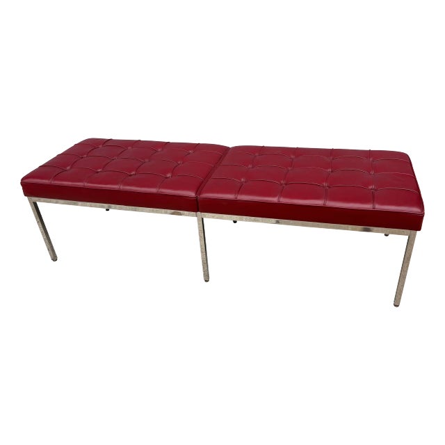 Florence Knoll for Knoll Ox Blood Leather Bench, 2 Available For Sale