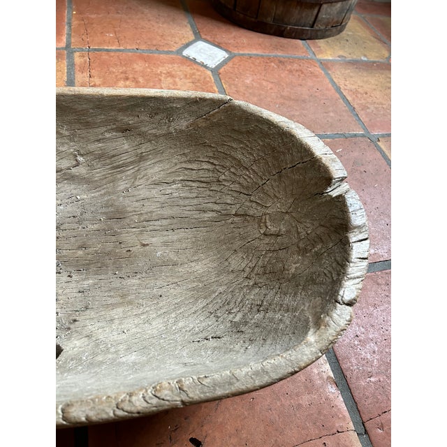 Brown Antique Dough Bowl For Sale - Image 8 of 12
