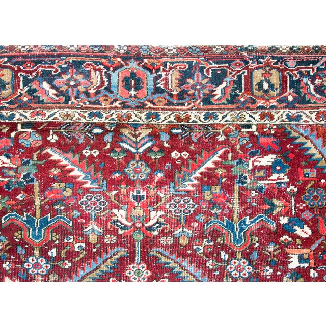 Textile Early 20th Century Persian Heriz Rug For Sale - Image 7 of 14