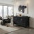 1980s Vintage Distressed Black Hardware Credenza Console Sideboard Cabinet For Sale - Image 5 of 17