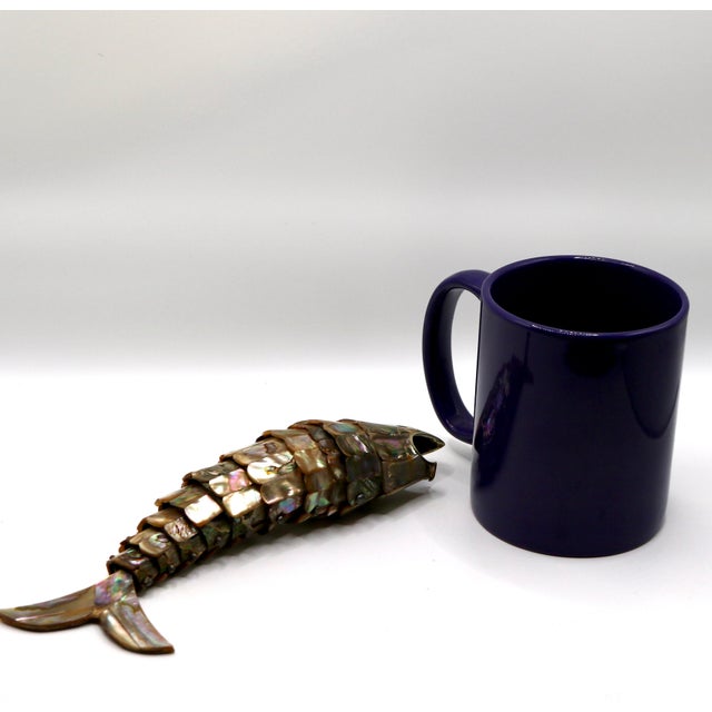 Vintage Mexican Articulated Abalone Shell Fish Bottle Opener Sculpture For Sale - Image 9 of 10