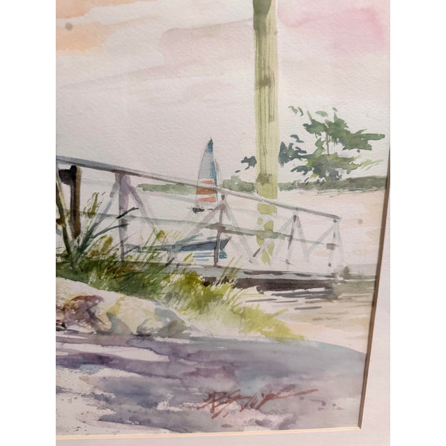 Original Coastal Watercolor Painting – Signed by Harumichi Shibasaki - Framed - 20.5” W X 16.5” H For Sale - Image 4 of 6