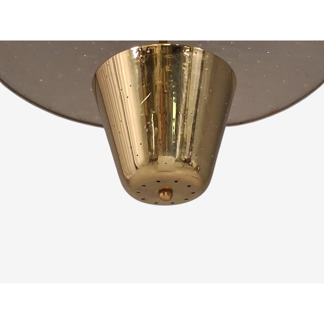 Edward Wormley Attr., Large Perforated Chandelier, Brass, Lacquered Metal, Usa, 1950s For Sale - Image 9 of 12
