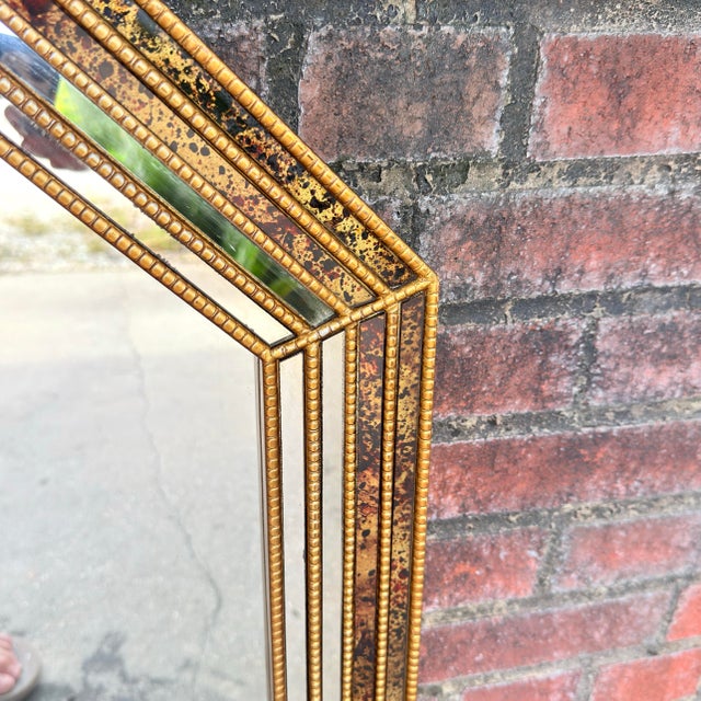 1970s Octagonal Églomisé Mirror in Faux Tortoise - Hollywood Regency Style - Styled After Maison Jansen For Sale - Image 9 of 11
