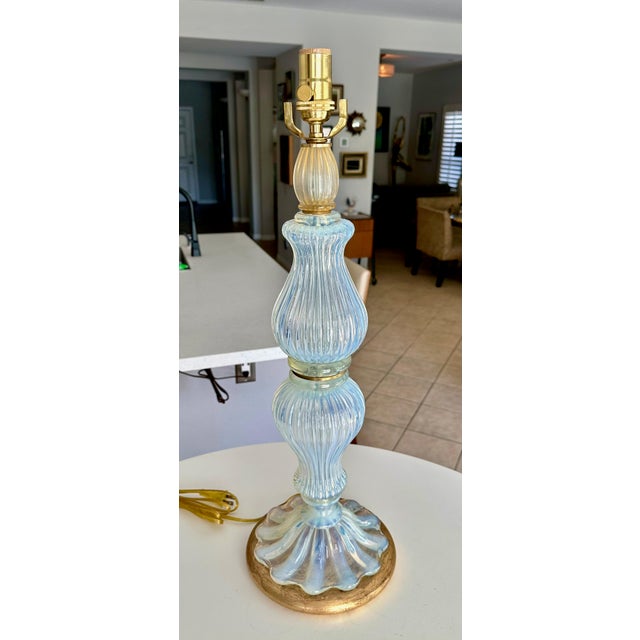 Murano Italian Blue Opalescent Table Lamp For Sale - Image 16 of 16