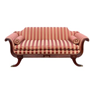 Vintage 1940’s Carved Mahogany Duncan Phyfe Sofa For Sale
