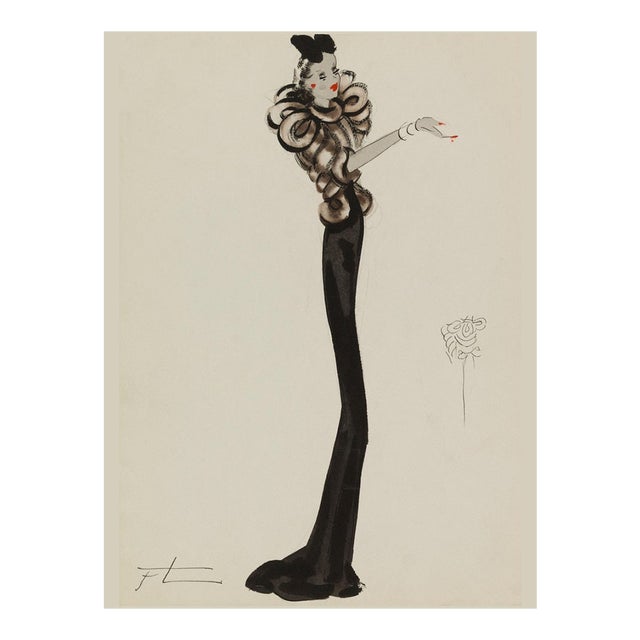 Vintage French Fashion Art Print – Art Deco Woman in Brown, 12" X 16" For Sale