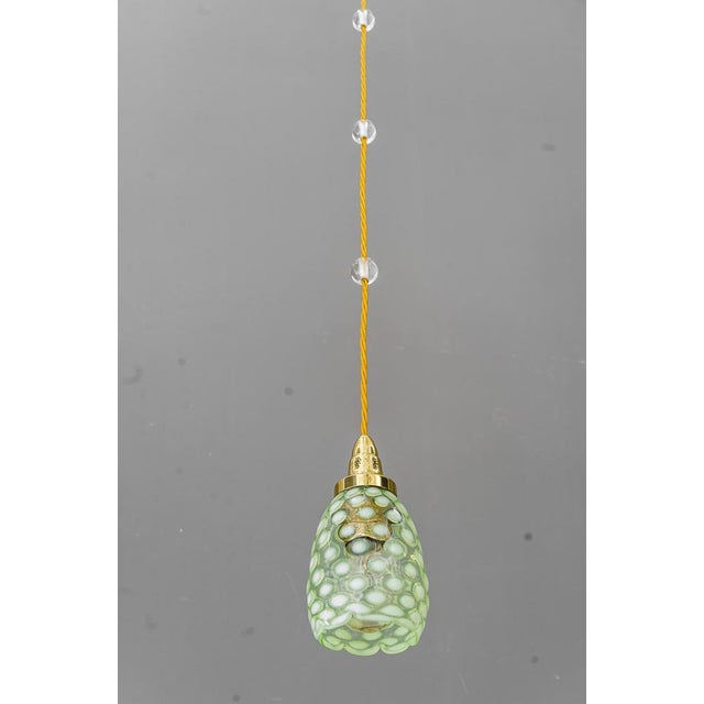 Art deco pendant with original antique opaline glass shade vienna around 1920s Brass polished and stove enameled We can...