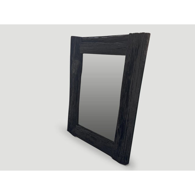 Contemporary Andrianna Shamaris Charred Iron Wood Frame Mirror For Sale - Image 3 of 6