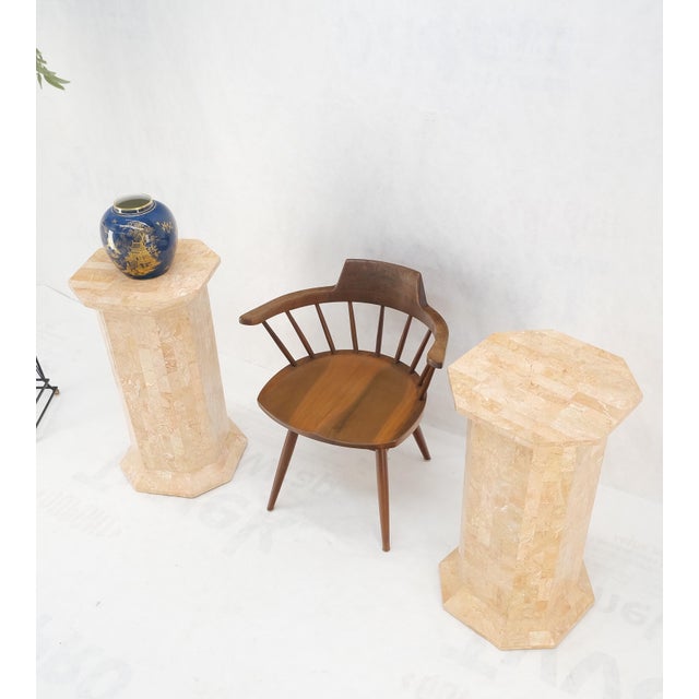 Pair of Tessellated Stone Marble Columns Octagon Shape Pedestals Columns Mint! For Sale - Image 10 of 12