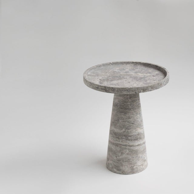 Postmodern Silver Travertine Cone Side Table from Kiwano Concept For Sale - Image 3 of 9