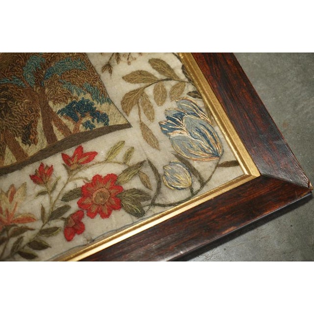 Antique William IV Needlework Stumpwork Sampler with Hardwood Frame, 1834 For Sale - Image 14 of 18