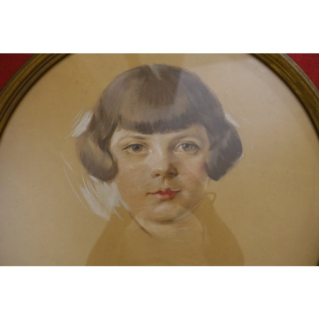 Ruska Marinova, Portrait of Child, 1920s, Pencil, Framed For Sale - Image 3 of 6