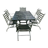 1990s Metal Patio Large Table & 6 Chairs For Sale
