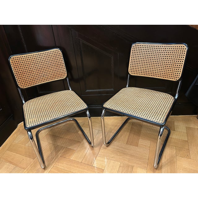 Mid-Century Modern S32 Cantilever Chairs by Marcel Breuer for Thonet, 1980s, Set of 2 For Sale - Image 3 of 10