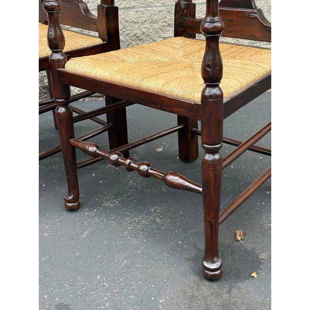 Rustic 18th Century Inspired English Country Armchairs - A Pair For Sale - Image 10 of 12