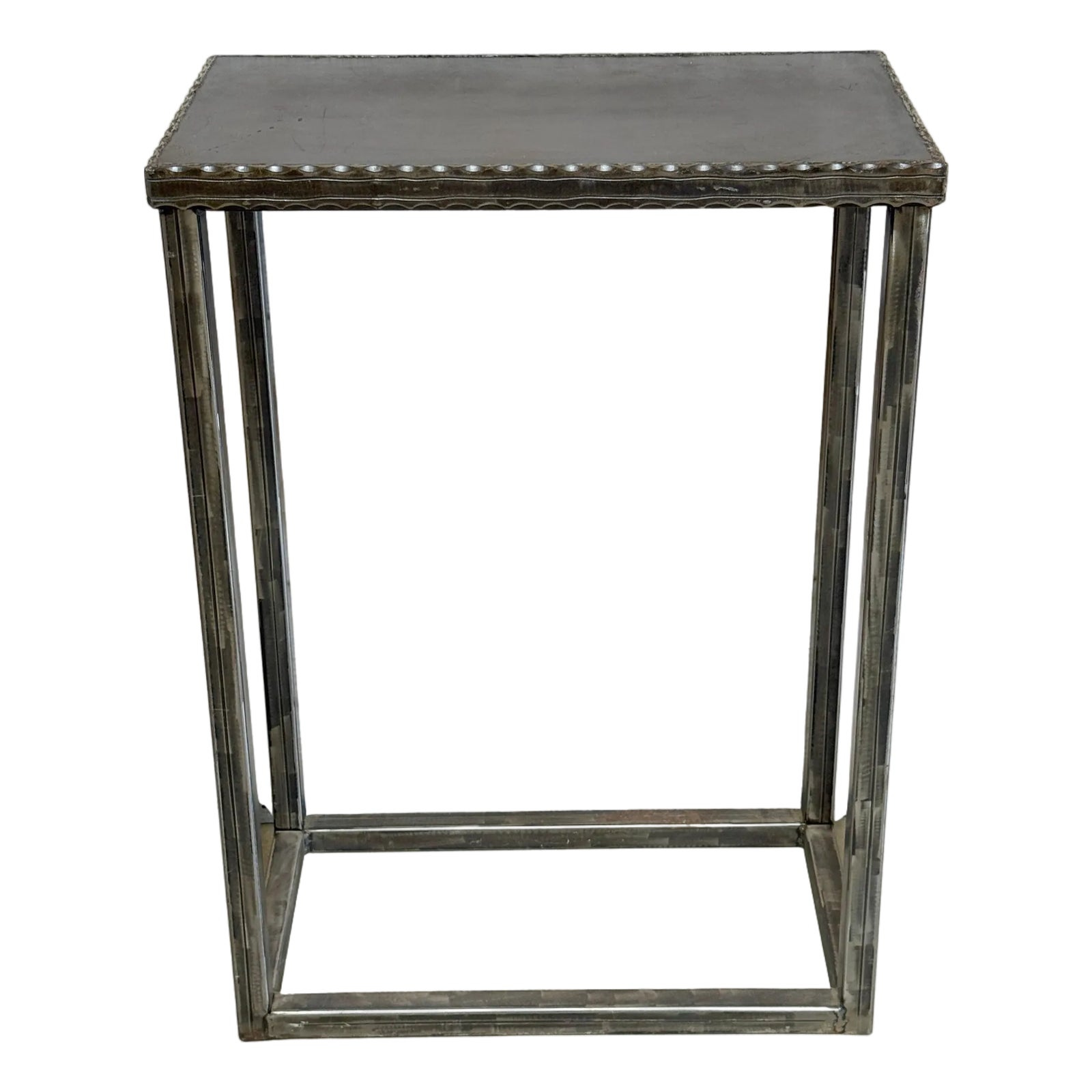 Modernist Forged & Engraved Iron Rectangular Pedestal | Chairish