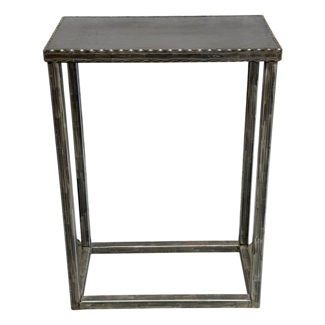 Modernist Forged & Engraved Iron Rectangular Pedestal For Sale