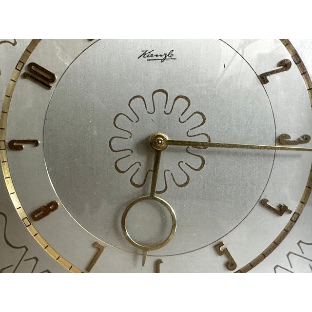 Table Clock with 8-Day Movement in Walnut and Burl Wood from Kienzle, Germany, 1950s For Sale - Image 9 of 13