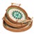 Set of Three Geometric Flower Pattern Rattan Mother-of-Pearl Round Trays With Handles For Sale