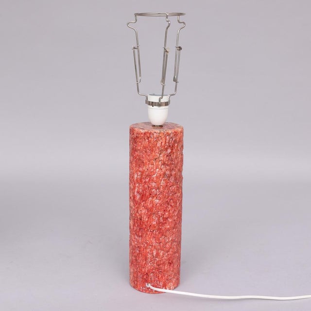 Sculpted and Textured Pink Marble Lamp, Italy, 1950s For Sale - Image 4 of 6