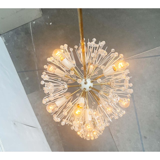 Rupert Nikoll Mid-Century Modern Austrian Double Snowflake Light Installation in Glass and Metal by Emil Stejnar for Rupert Nikoll, Vienna, Austria, 1950s For Sale - Image 4 of 18