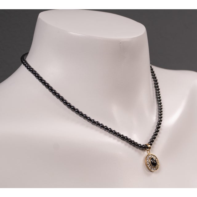 Hematite Costume Jewelry Necklace with Earrings, 1950s, Set of 3 For Sale - Image 12 of 16