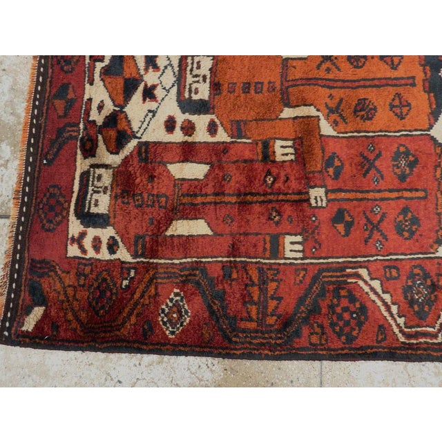 Textile Tribal Mid-20th Century Handmade Persian Bakhtiari Pictorial Accent Rug For Sale - Image 7 of 10