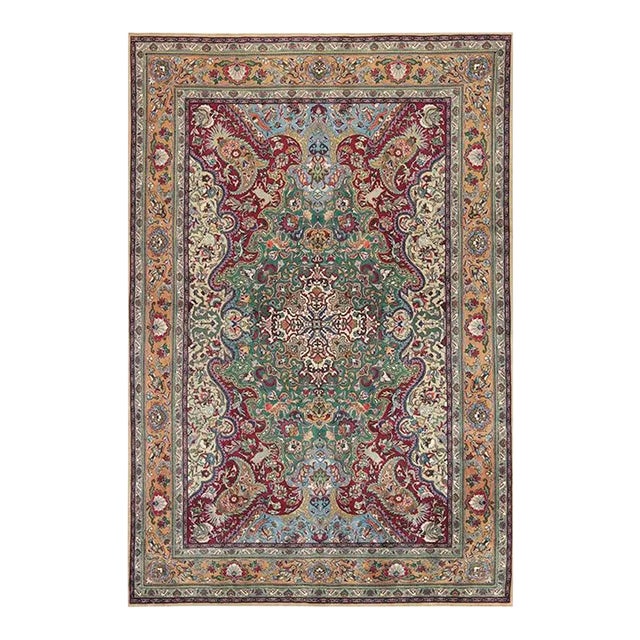 1980s Old Persian Tabriz Masterpiece Area Rug 6’7″ X 9’11” For Sale
