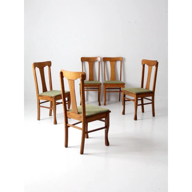 Brown Mid Century Fiddleback Chairs Set 5 For Sale - Image 8 of 12