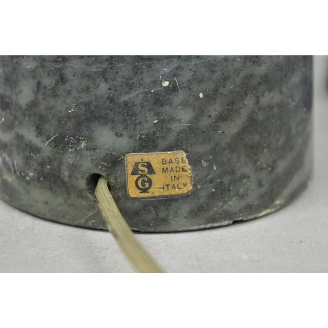 Stone Vintage Italian Mid Century Modern 2 Tone Alabaster Green White Table Lamp Pair For Sale - Image 7 of 18