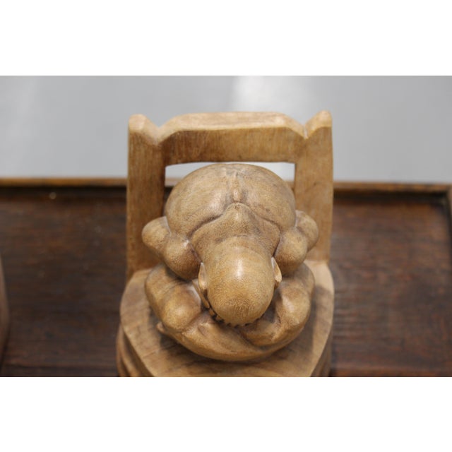 Weeping Buddha Wooden Bookends, 1990s, Set of 2 For Sale - Image 15 of 18
