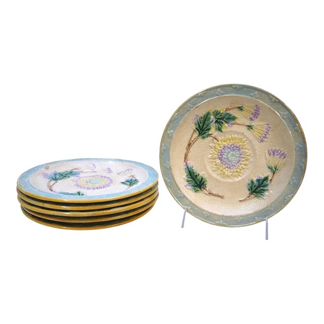 Antique Majolica Plates - Set of 6 For Sale