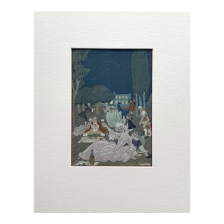 Original George Barbier 1928 Hand-Colored Pochoir Print: "Sur l'Herbe" For Sale