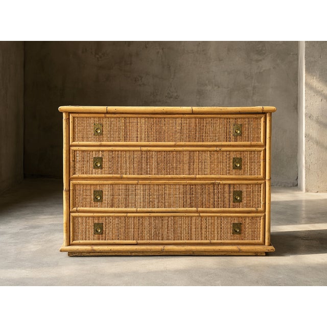 Chest of Drawers in Bamboo and Woven Rattan from Dal Vera, 1970 For Sale - Image 6 of 6