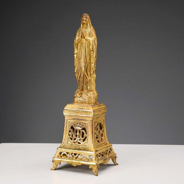 Our Lady of Lourdes in Golden Metal For Sale - Image 3 of 10