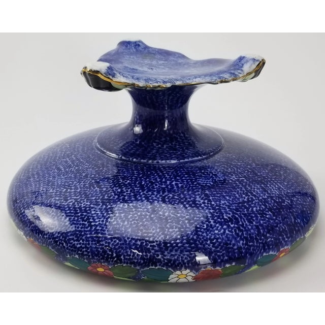 1920s Royal Winton Grimwades Byzanta Ware Pedestal Compote With 24k Gold Detail For Sale - Image 9 of 10