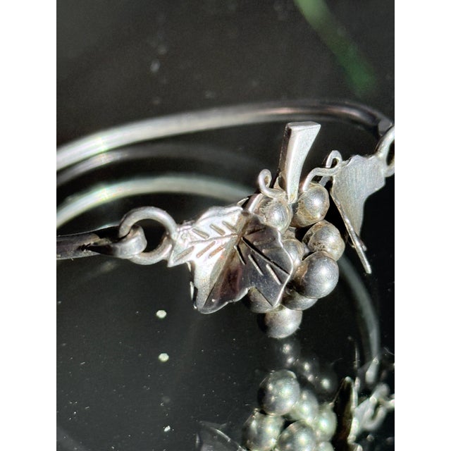 Mid-Century Modern Mid Century Mexican Sterling Silver Grape Cluster Split Cuff Bracelet For Sale - Image 3 of 9