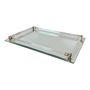 Vintage Glass Mirror and Lucite Vanity Tray