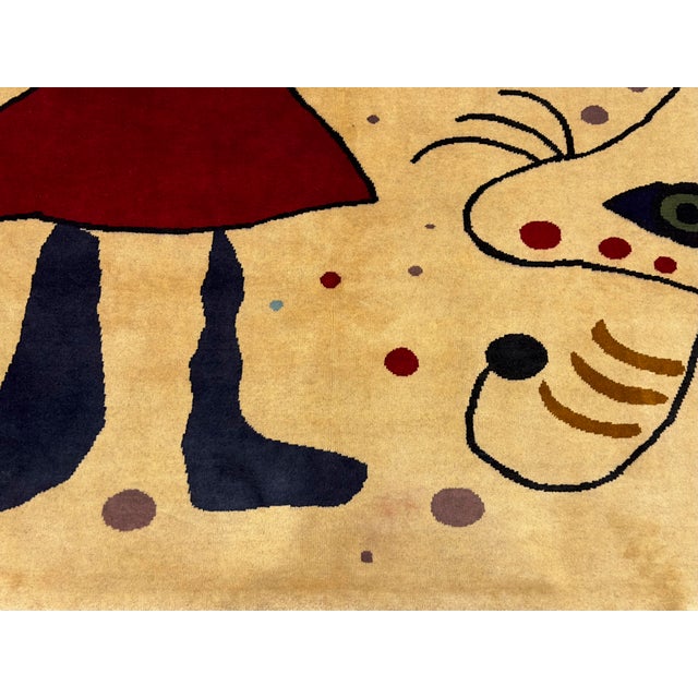 Mid 20th Century French Artistic Designed After J. Miro Rug 6'0" X 6'7'' For Sale In New York - Image 6 of 12
